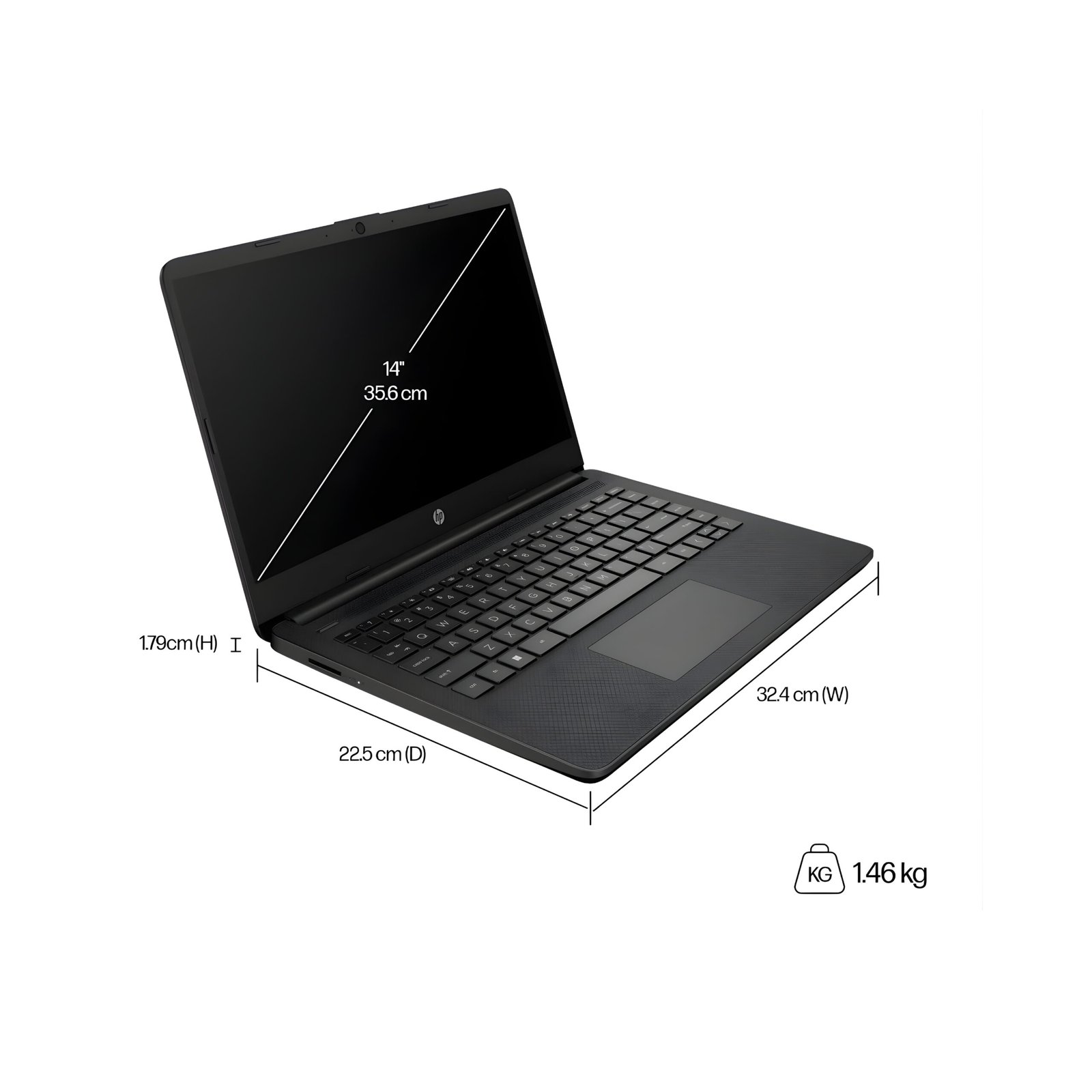 HP 14 inch Laptop 14s-dq3128TU, Black - Image 2